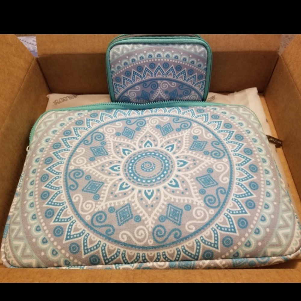 Set 2 Laptop Carry-On Canvas Mandala Pattern-Blue - Picture 7 of 8